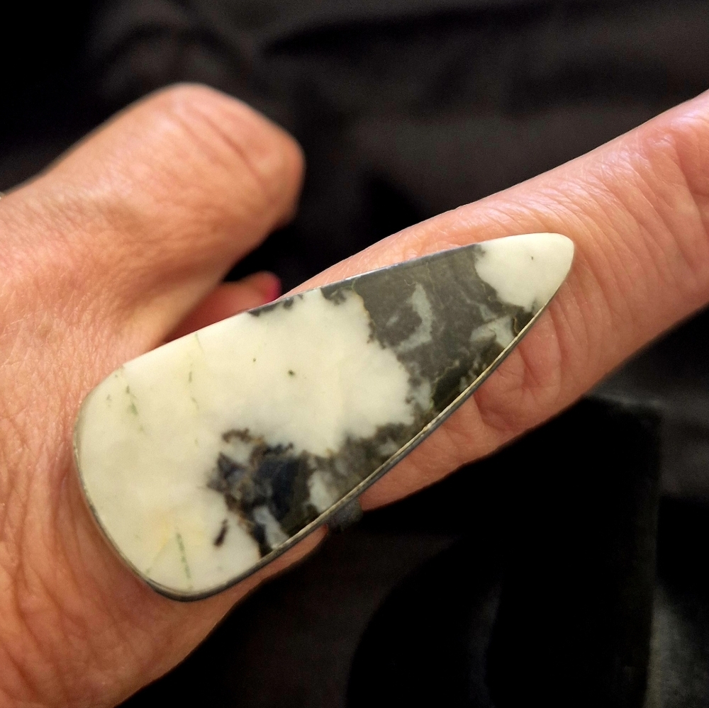 Unique Zebra Jasper 925 Sterling Silver Ring.